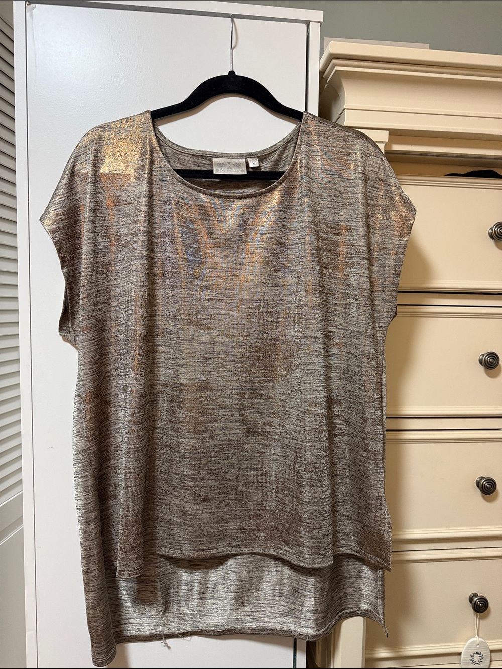 Dantelle Metallic Bronze-Gray Short Sleeve Tunic